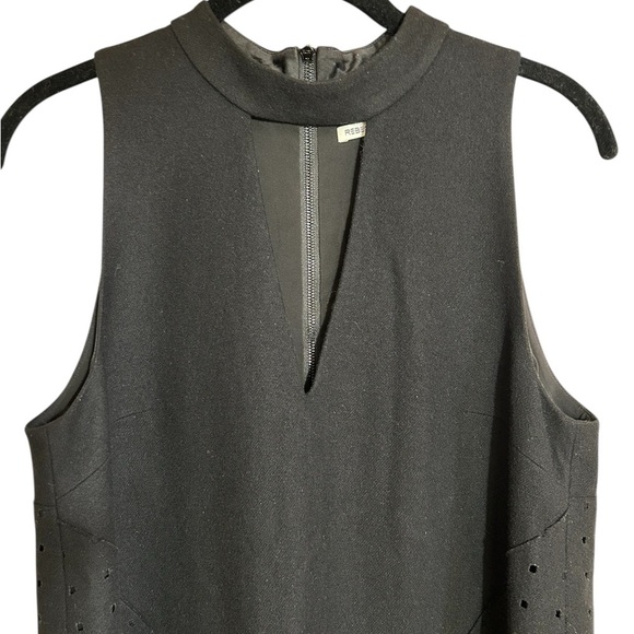 Rebecca Minkoff Twiggy Dress Black Wool Mockneck Keyhole Open Diecut Mini Size S - Picture 5 of 13